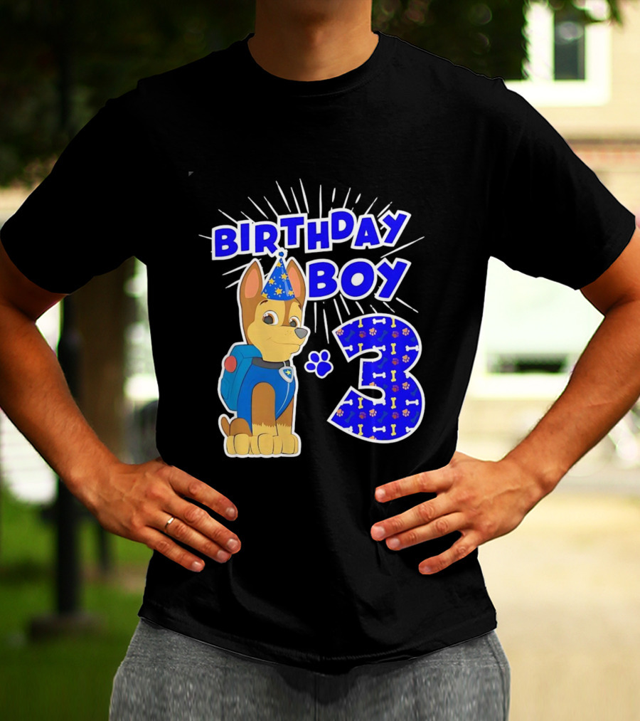 Birthday Boy Cute Police Pup Dog 3rd Party Theme T-Shirt