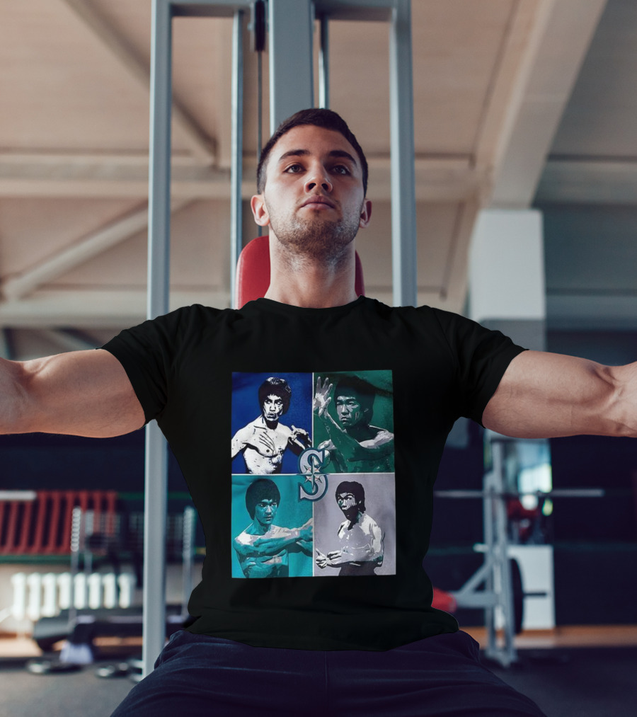 Bruce Lee Seattle Mariners SC Star Emblem Four Pop Art Portraits T-Shirt