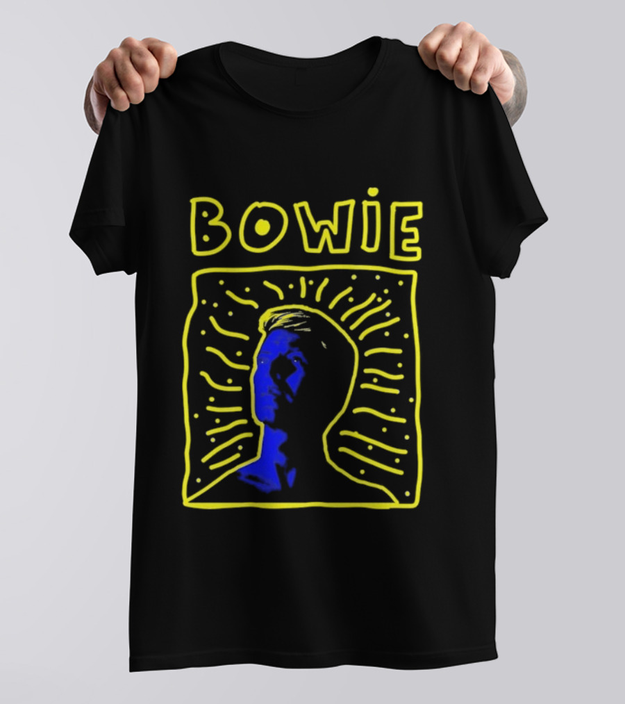 David Bowie 90s Neon Pop Art Silhouette T-Shirt
