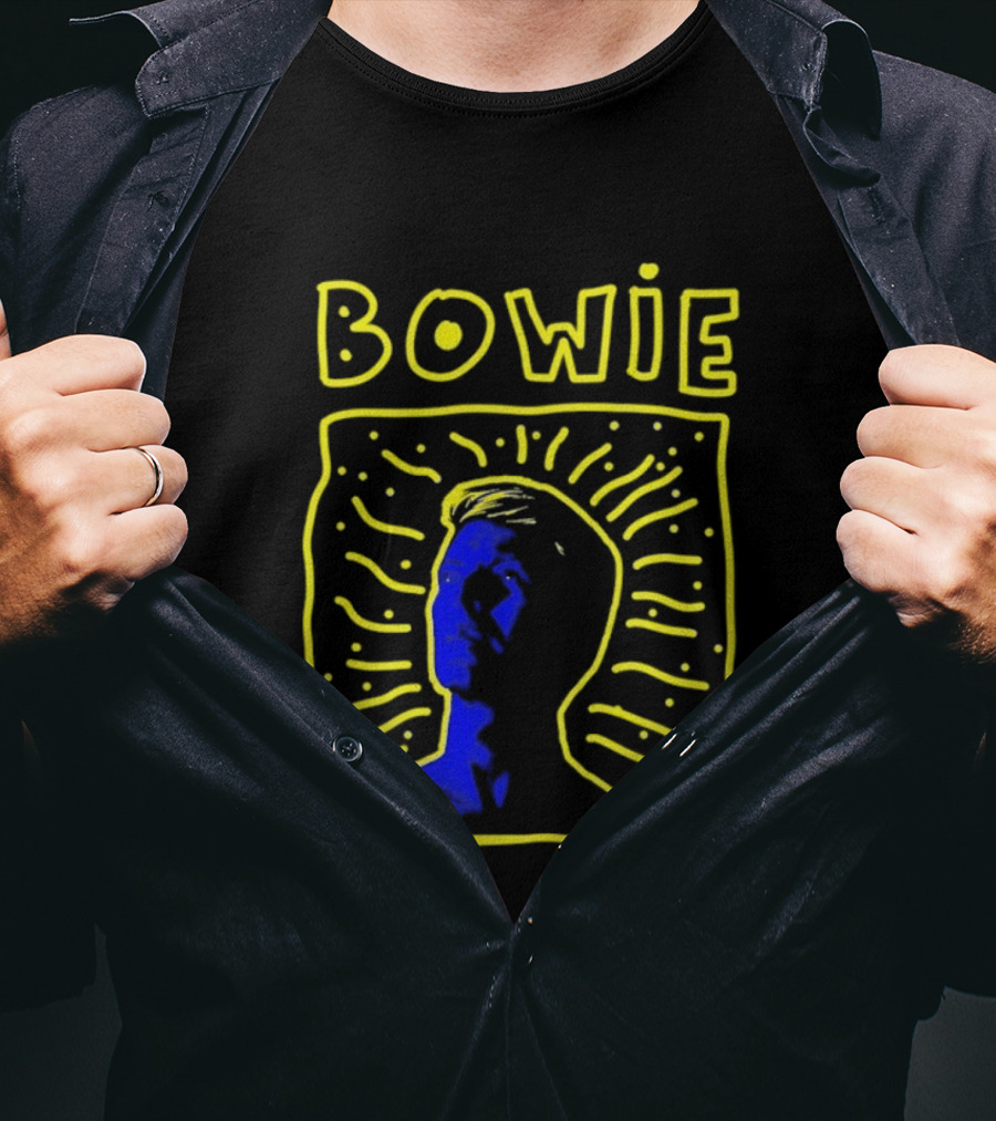 David Bowie 90s Neon Pop Art Silhouette T-Shirt