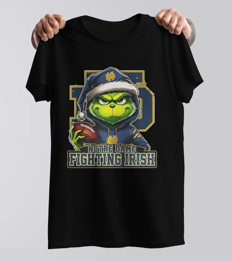 Grinch Notre Dame Fighting Irish Football Christmas 2025 T-Shirt