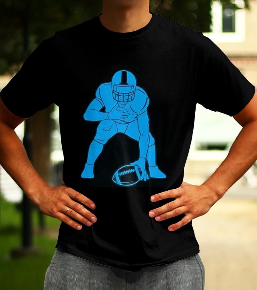 Matthew Stafford Football Neon Glow Blue T-Shirt