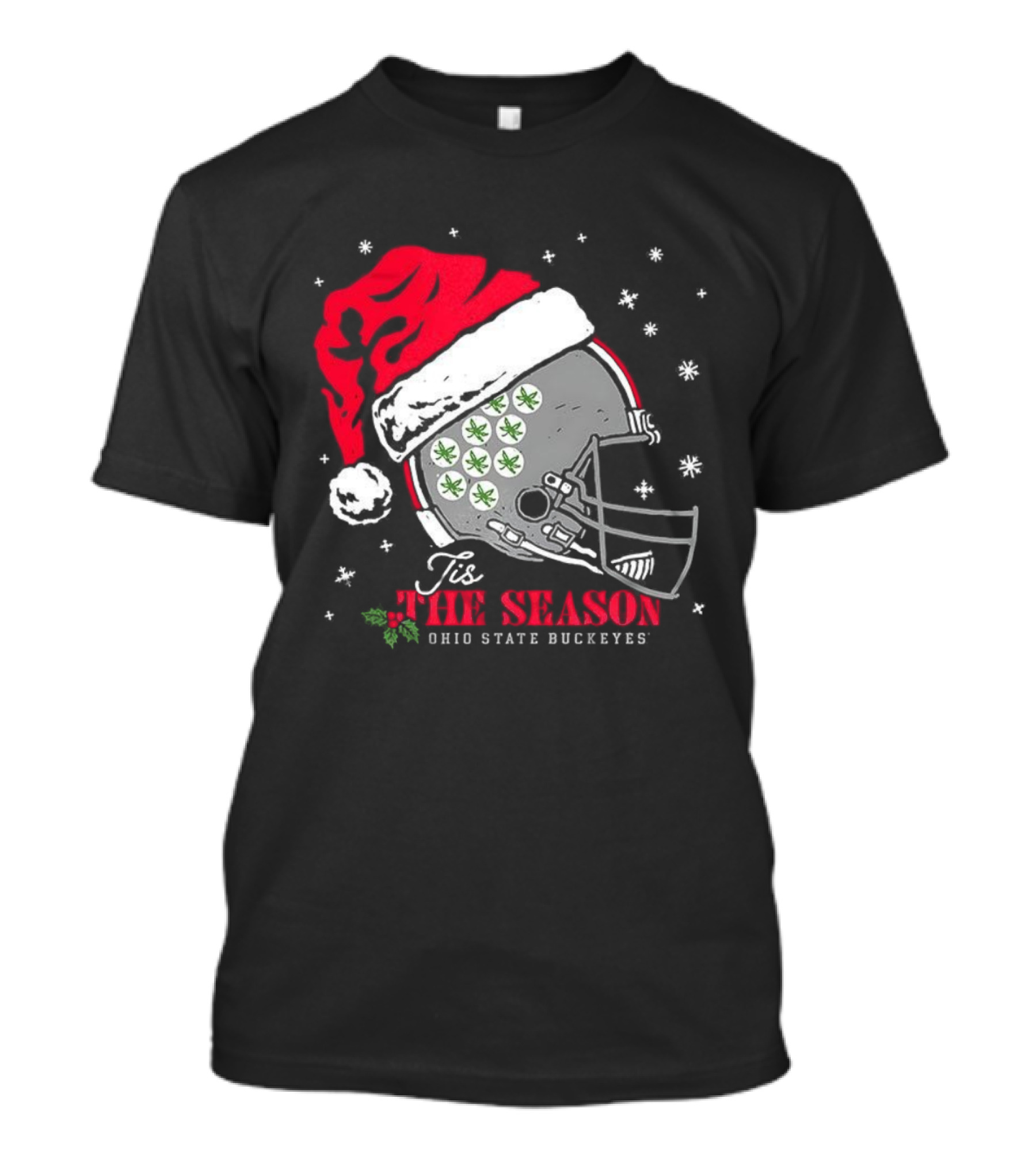 Tis The Season Ohio State Buckeyes Football Santa Helmet Christmas T-Shirt