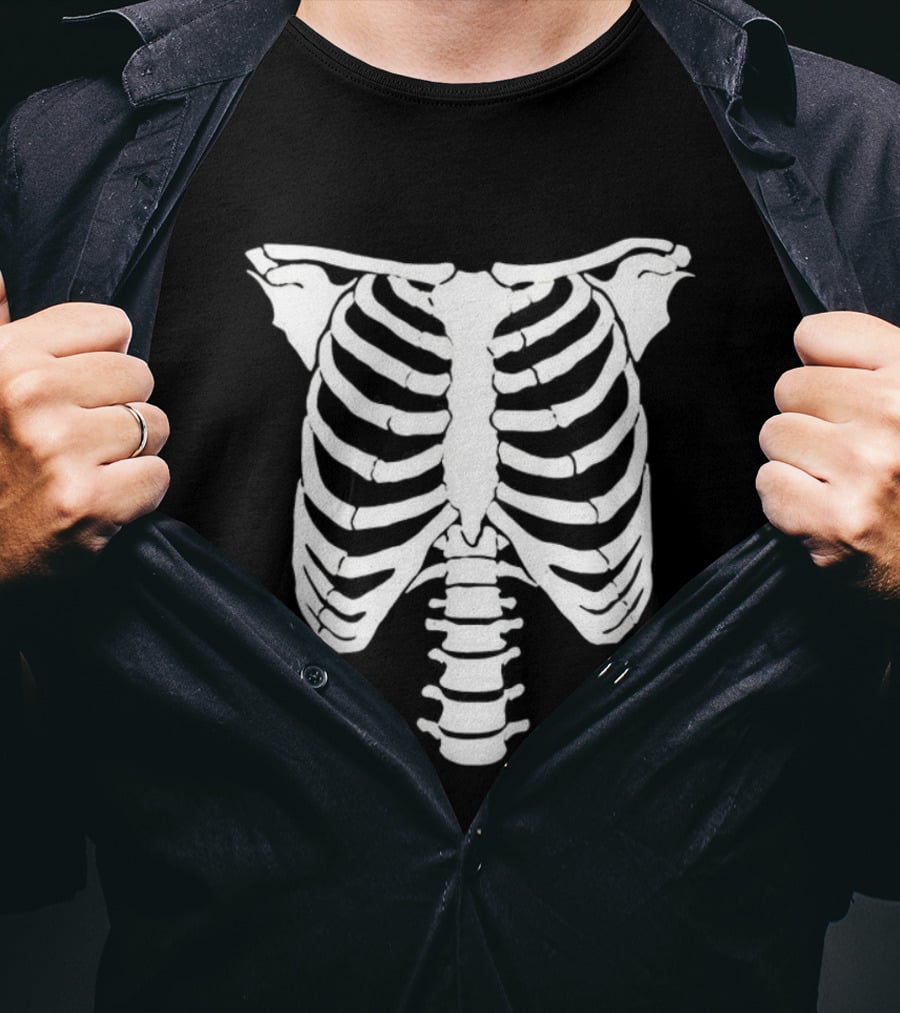 Rib Cage X-Ray Skeleton Anatomy Halloween Costume Print T-Shirt