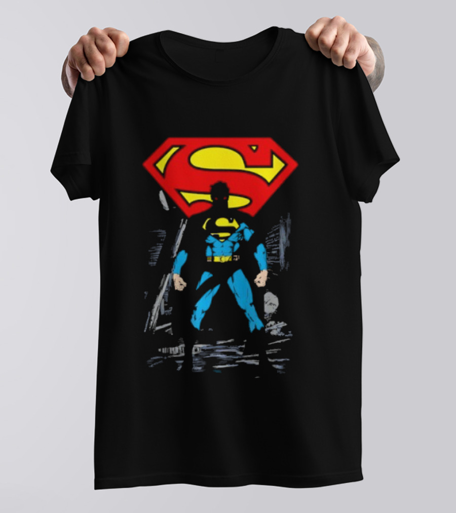 Superman Emblem Dark Alley Scene Heroic Mystery T-Shirt