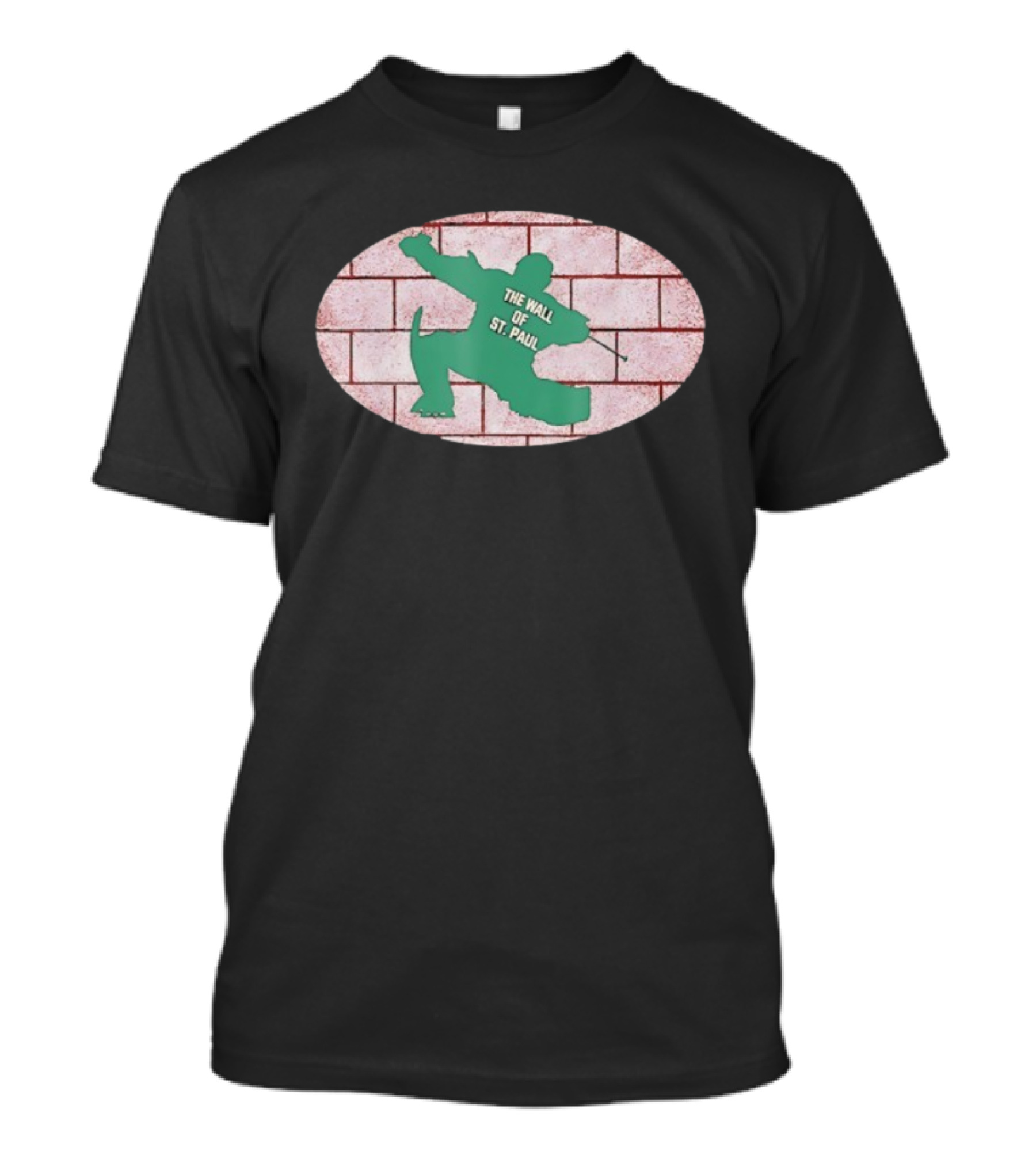 The Wall Of St. Paul Ice Hockey Figure On Brick Background T-Shirt
