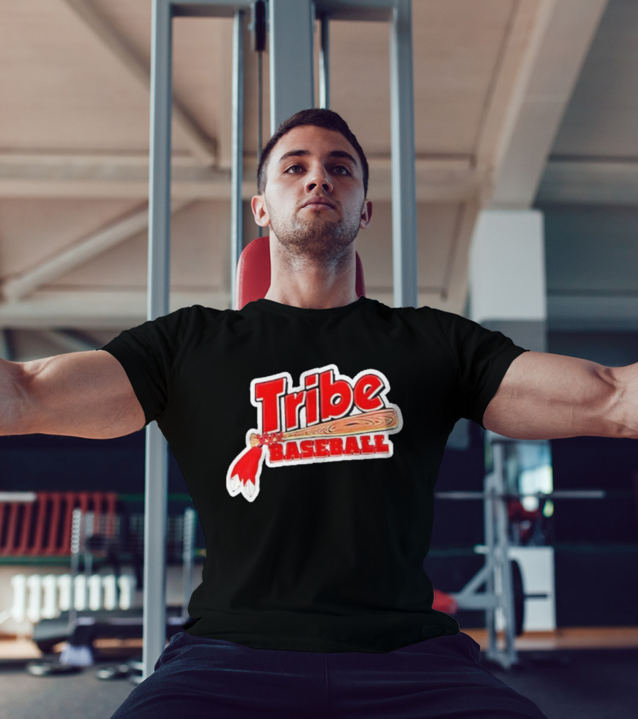 Tribe Baseball Bat Red Feather Bold Style T-Shirt
