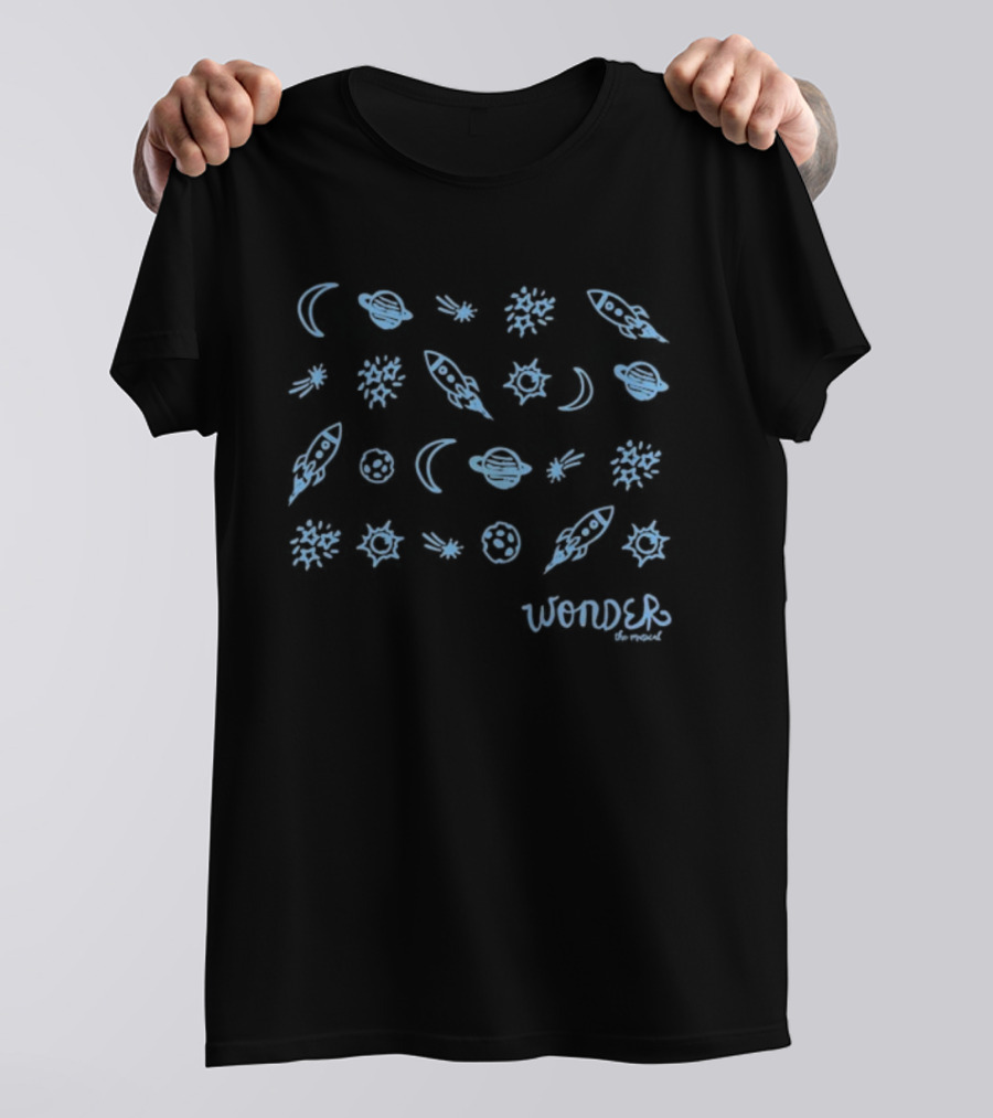 Wonder Icons Celestial Blue Stars And Moon Pattern T-Shirt