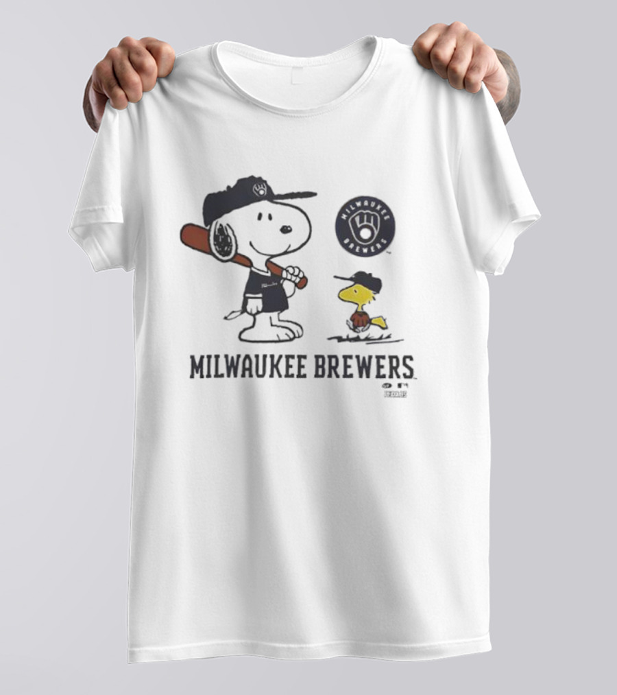 Milwaukee Brewers Snoopy Woodstock Peanuts Baseball Fan Apparel T-Shirt