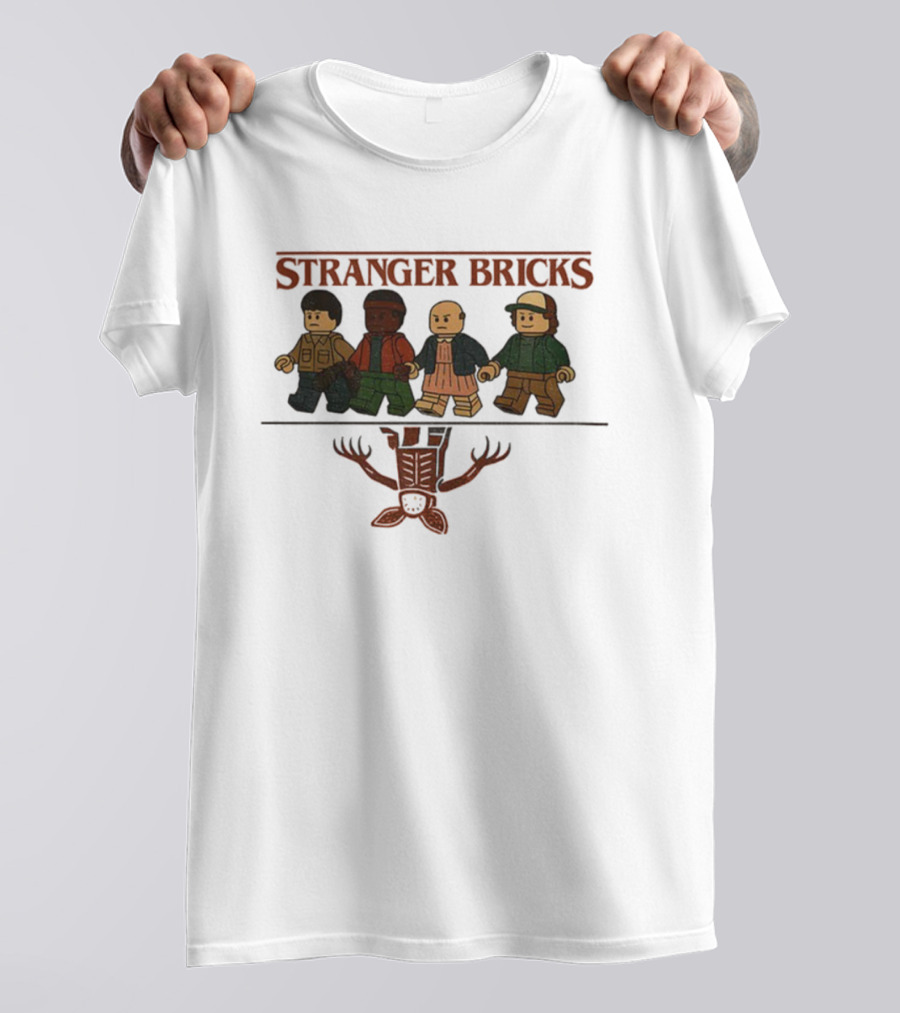 Stranger Bricks Upside Down Lego Characters Stranger Things Demogorgon T-Shirt