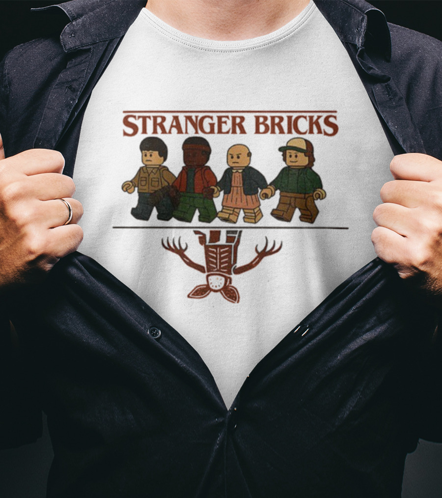 Stranger Bricks Upside Down Lego Characters Stranger Things Demogorgon T-Shirt