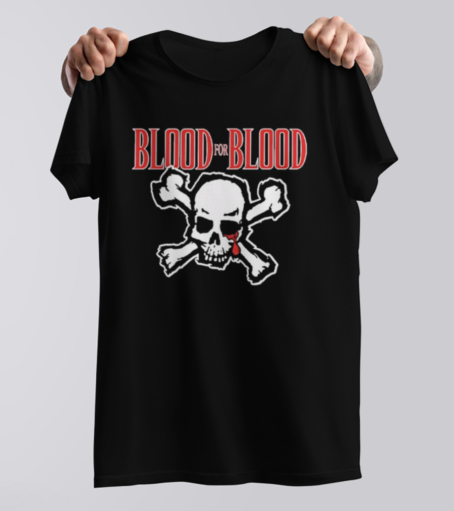Blood For Blood Skull And Crossbones With Red Accent T-Shirt