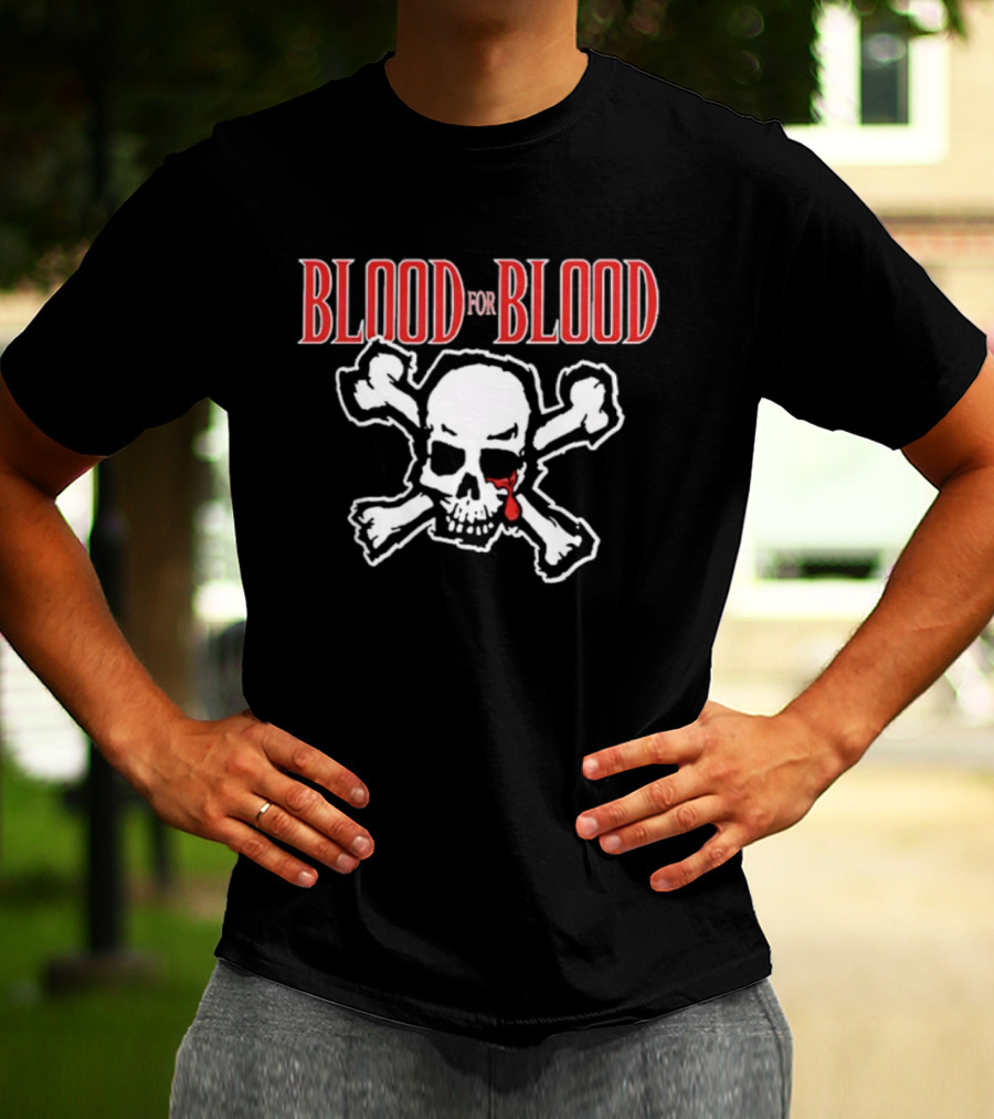 Blood For Blood Skull And Crossbones With Red Accent T-Shirt