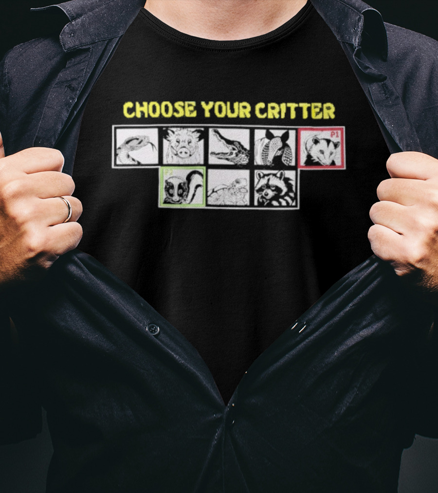 Choose Your Critter Player Selection P1 P2 T-Shirt