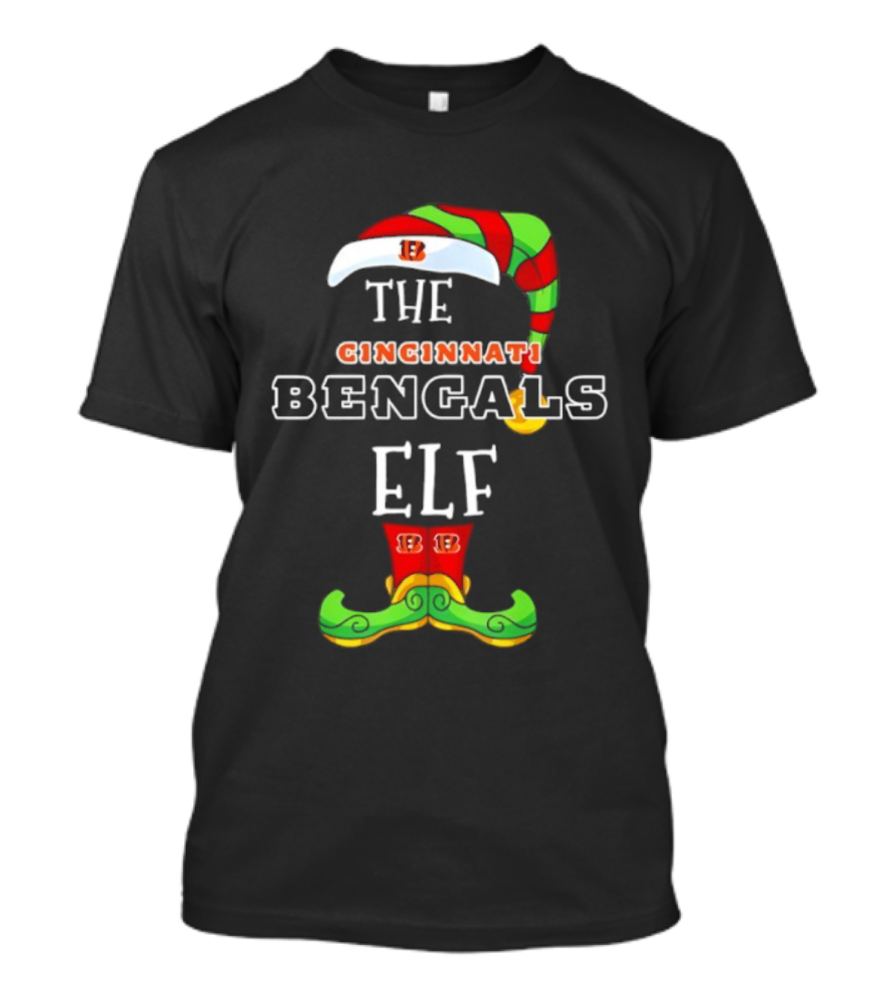 Cincinnati Bengals Christmas Elf Hat And Shoes Holiday Spirit T-Shirt