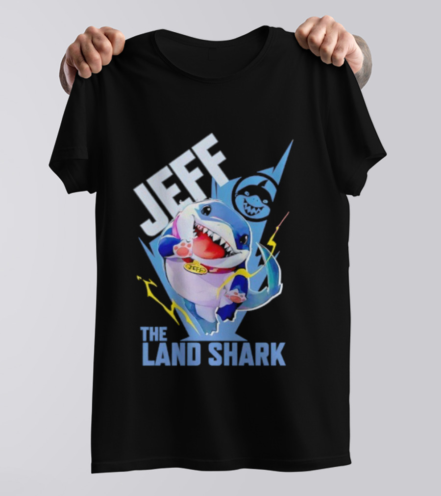 Jeff The Landshark Fun Colorful Cartoon Character With Lightning Bolt T-Shirt