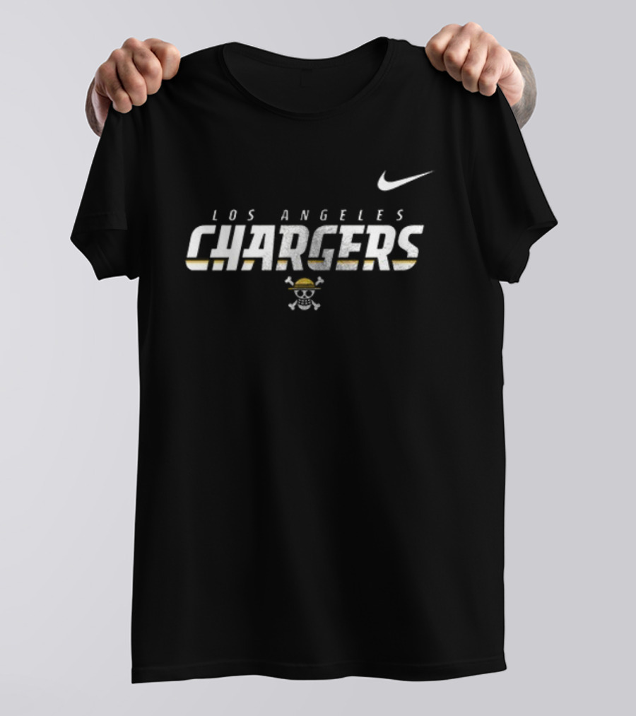 Los Angeles Chargers Nike One Piece Skull Crossover Collaboration T-Shirt