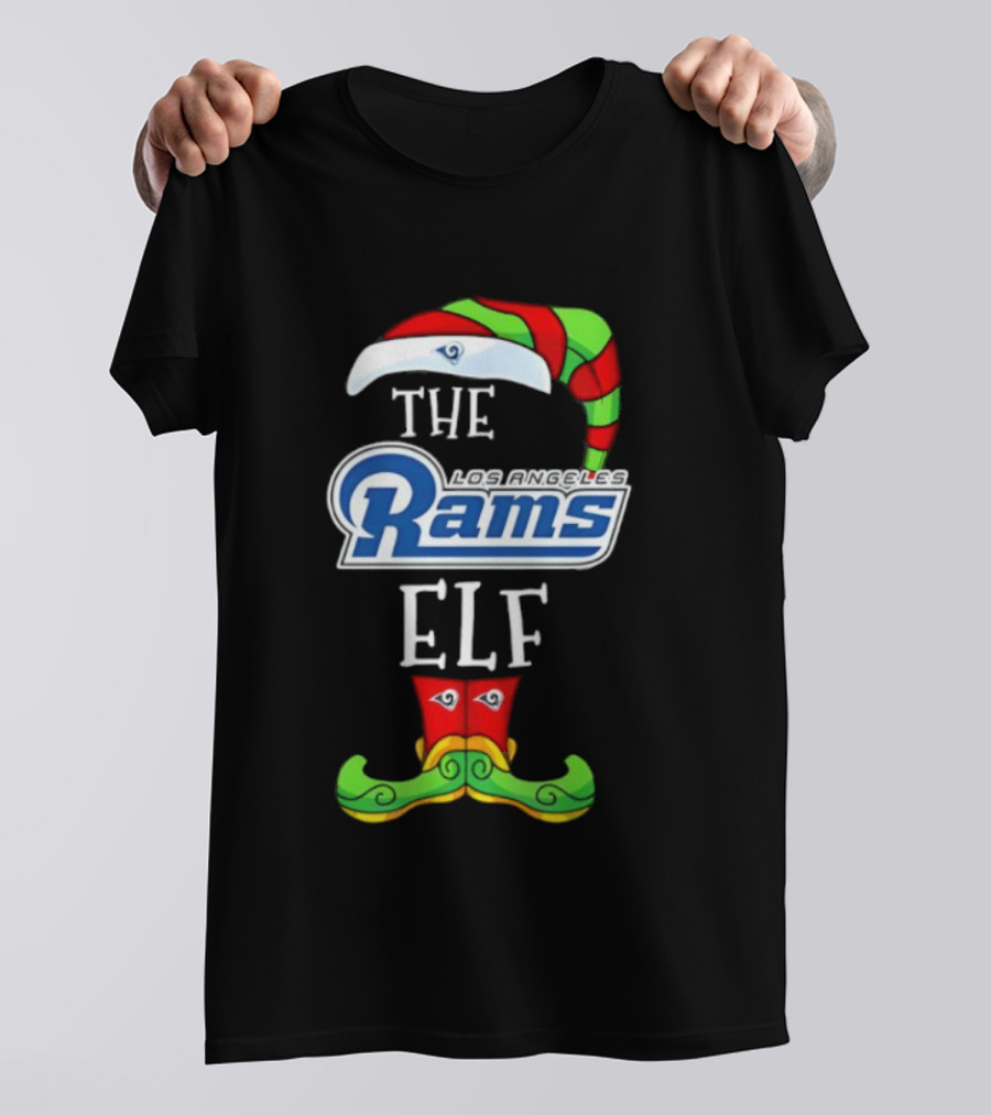 THE RAMS ELF Christmas Hat And Mustache T-Shirt