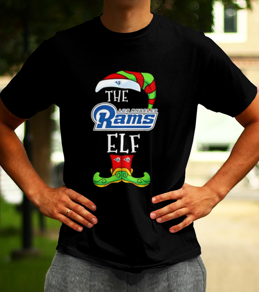 THE RAMS ELF Christmas Hat And Mustache T-Shirt