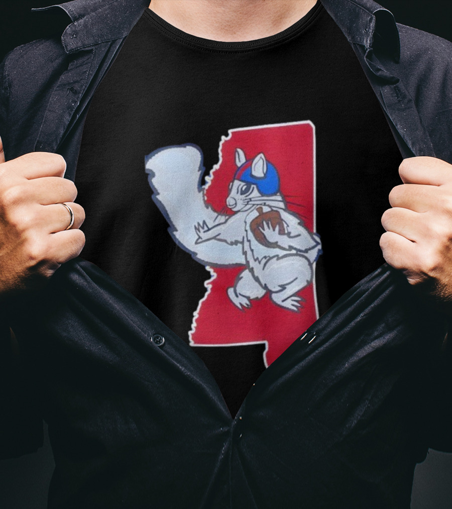 Ole Squirrel Football Play Strategy Mississippi Map T-Shirt