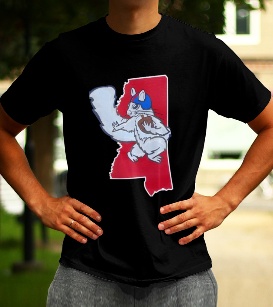 Ole Squirrel Football Play Strategy Mississippi Map T-Shirt