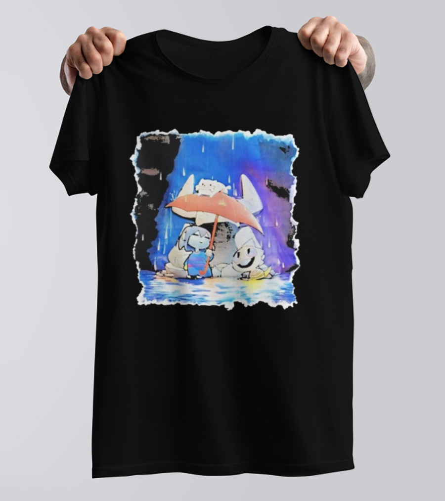 Undertale Sans And Chocobo Crossover Rainy Day Scene T-Shirt