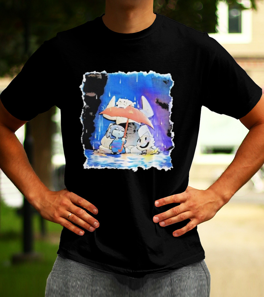 Undertale Sans And Chocobo Crossover Rainy Day Scene T-Shirt