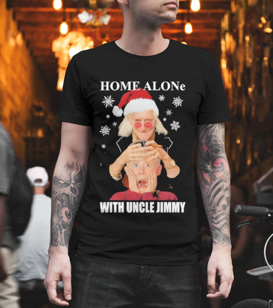 HOME ALONe Merry Christmas With Uncle Jimmy Santa Hat T-Shirt