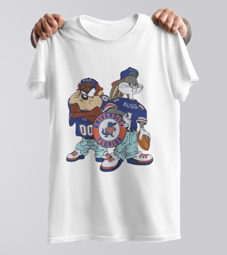 Florida Gators University Bugs Bunny Taz Looney Tunes Football T-Shirt