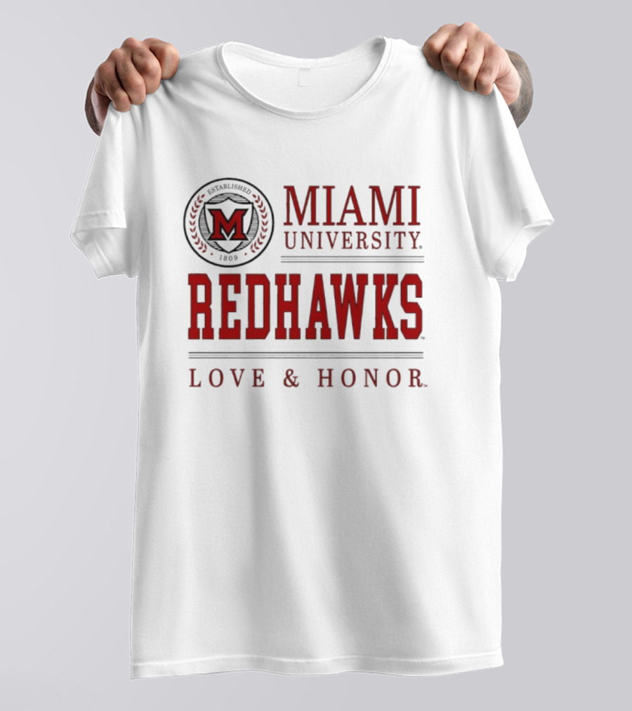 Miami University Redhawks M Seal Love And Honor T-Shirt