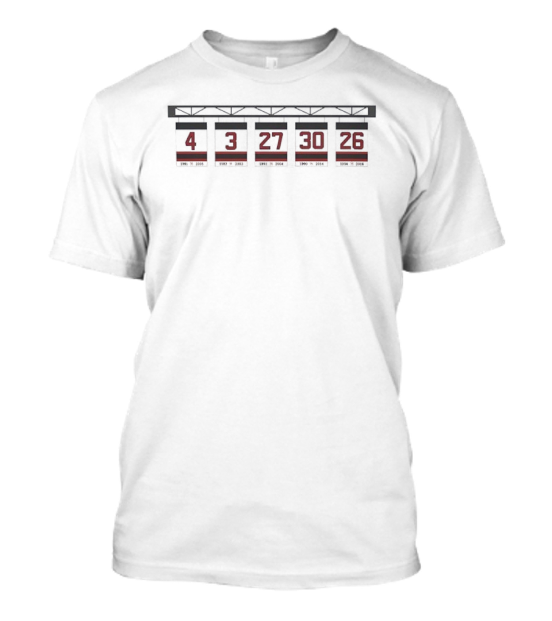 New Jersey Devils Retired Numbers 4 3 27 30 26 T-Shirt