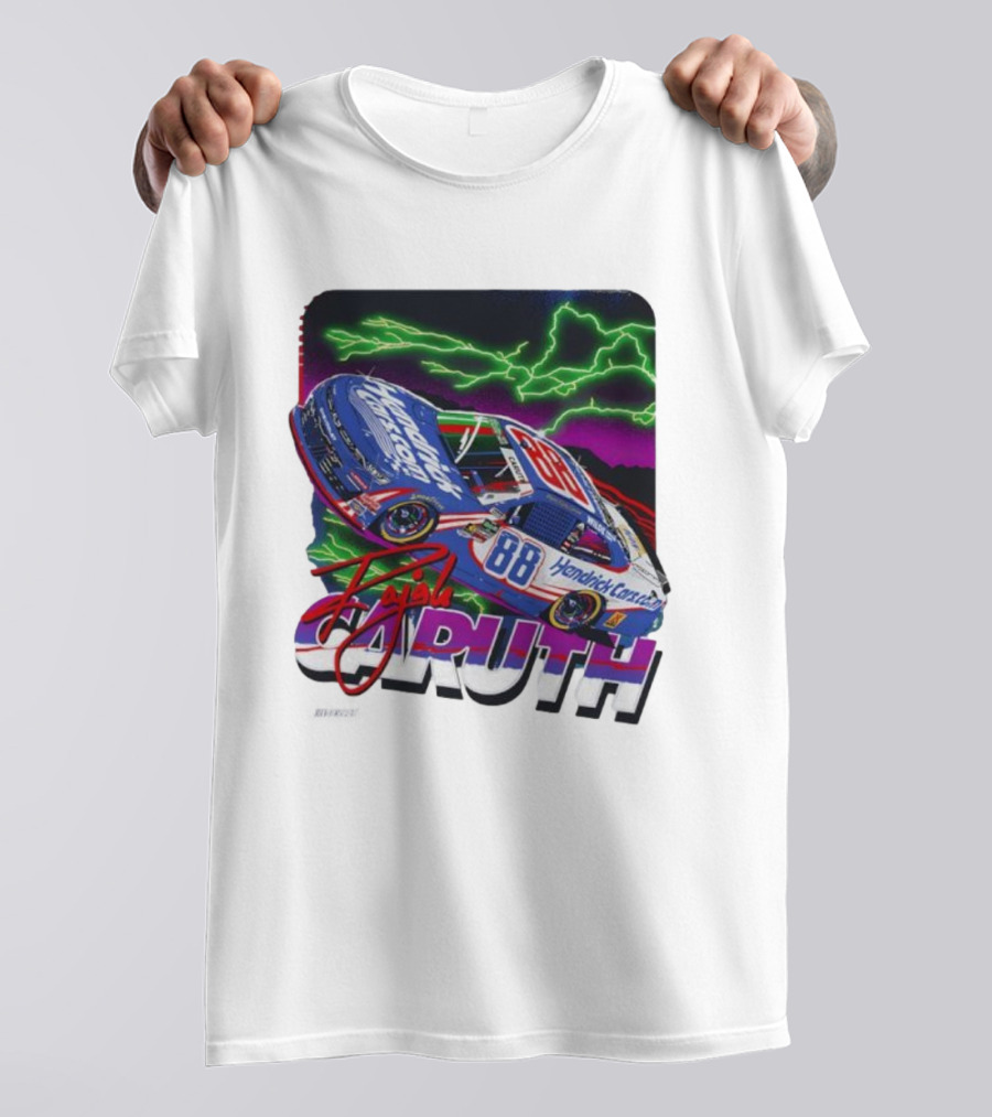 Rajah Caruth Hendrick Cars 88 NASCAR Race Lightning Signature T-Shirt