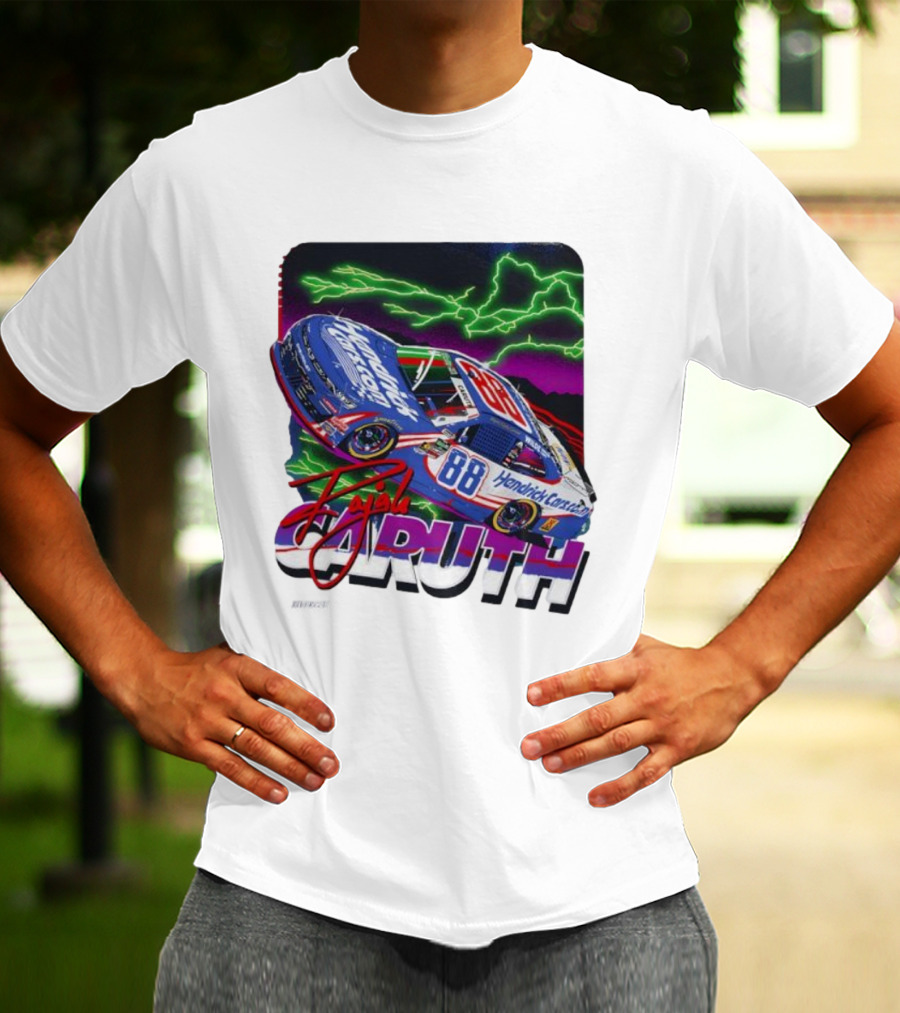 Rajah Caruth Hendrick Cars 88 NASCAR Race Lightning Signature T-Shirt