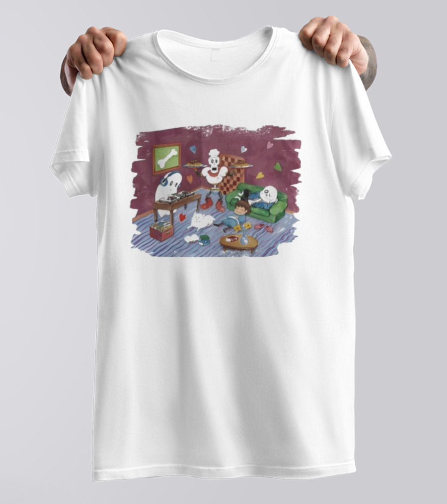 Undertale Square Enix Cozy Scene Papyrus Napstablook Frisk Sans Fun T-Shirt