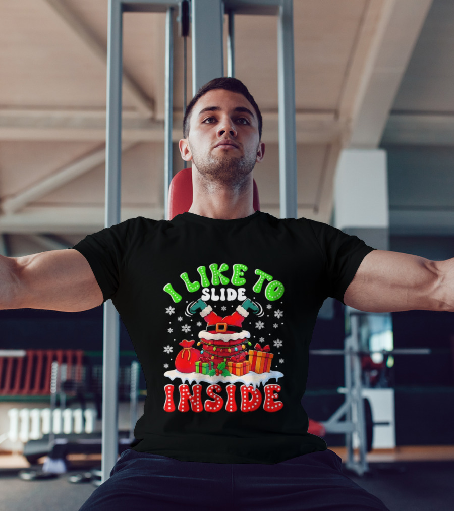 I Like To Slide Inside Funny Santa Christmas Couple Matching T-Shirt