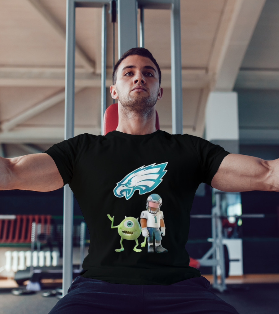 Philadelphia Eagles NFL Mike Wazowski Collaboration Football Fan Gear T-Shirt
