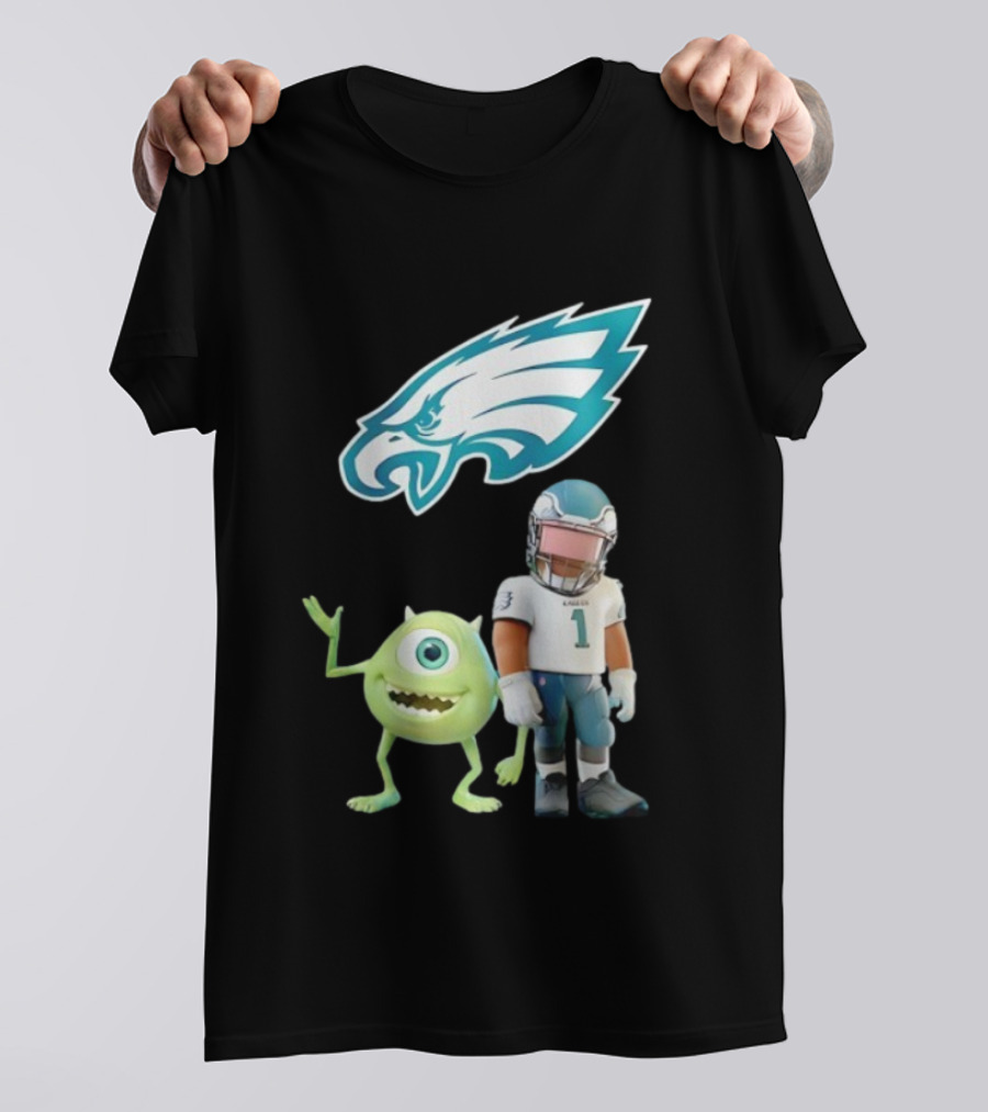 Philadelphia Eagles NFL Mike Wazowski Collaboration Football Fan Gear T-Shirt