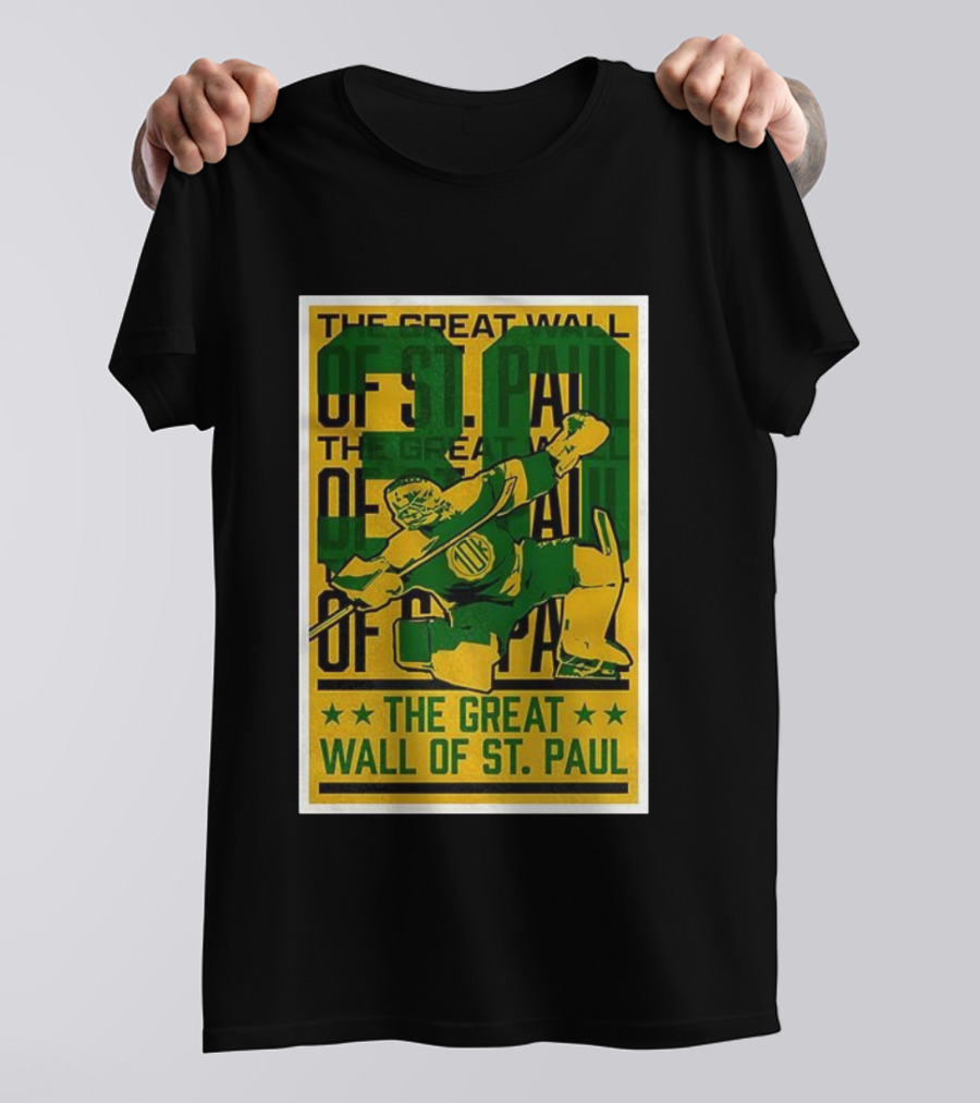 The Great Wall Of St. Paul Minnesota Wild Jesper Wallstedt Pose T-Shirt