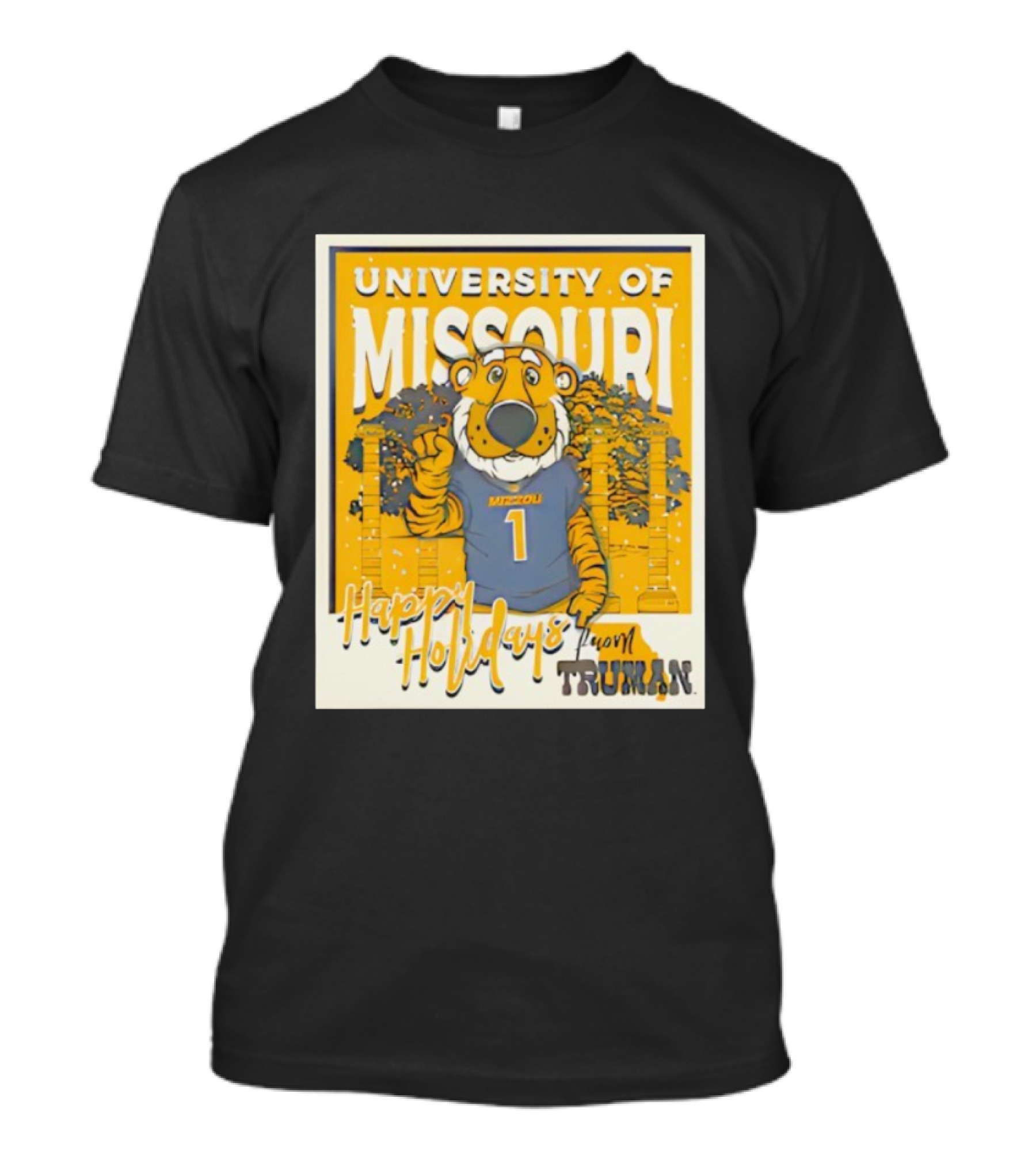 University Of Missouri Truman Happy Holidays Polaroid T-Shirt
