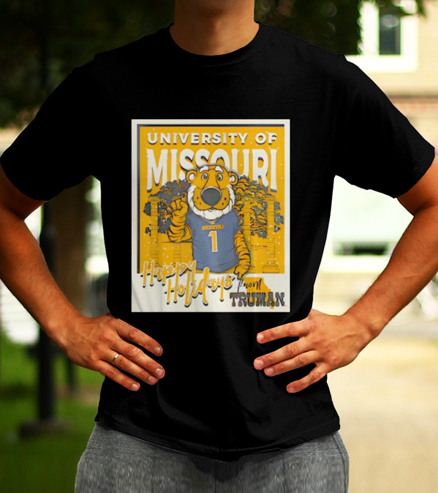 University Of Missouri Truman Happy Holidays Polaroid T-Shirt