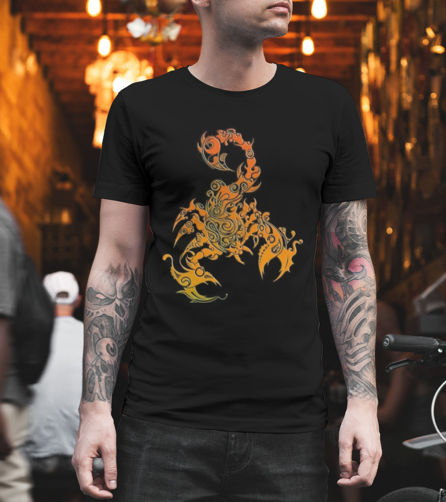 Scorpion Fiery Spirit Swirl Motif T-Shirt
