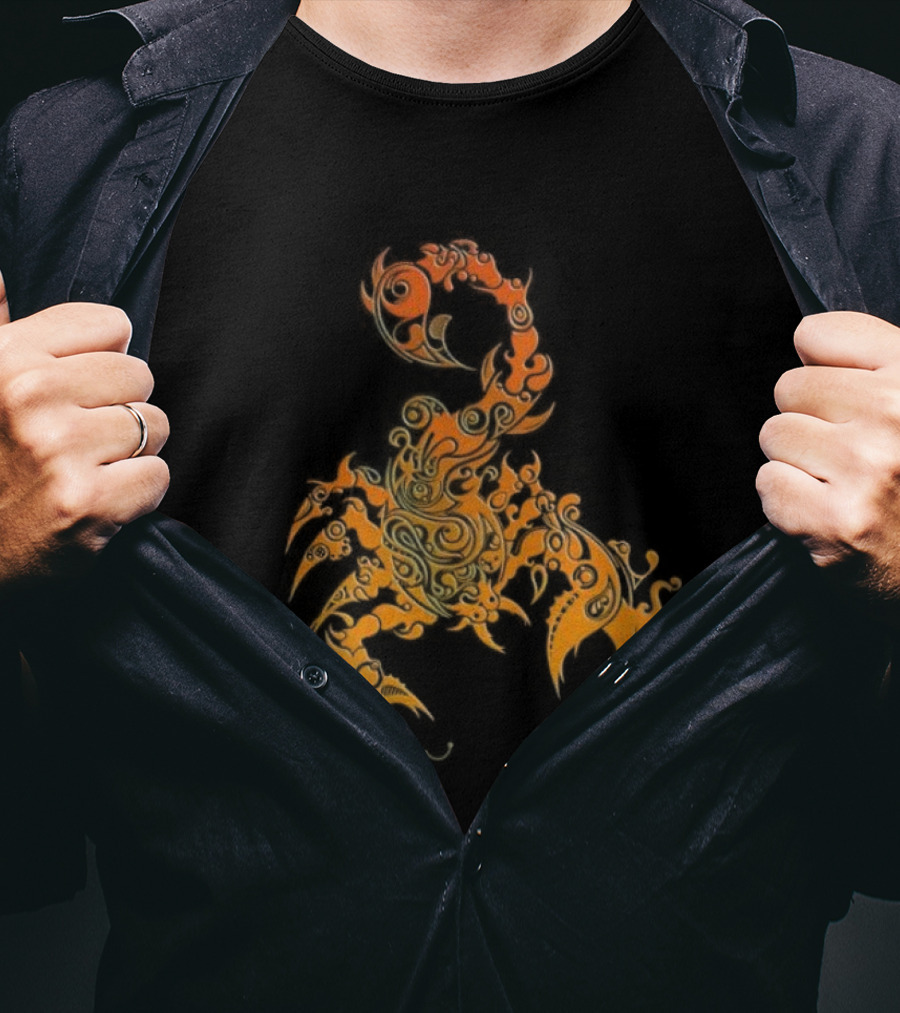 Scorpion Fiery Spirit Swirl Motif T-Shirt