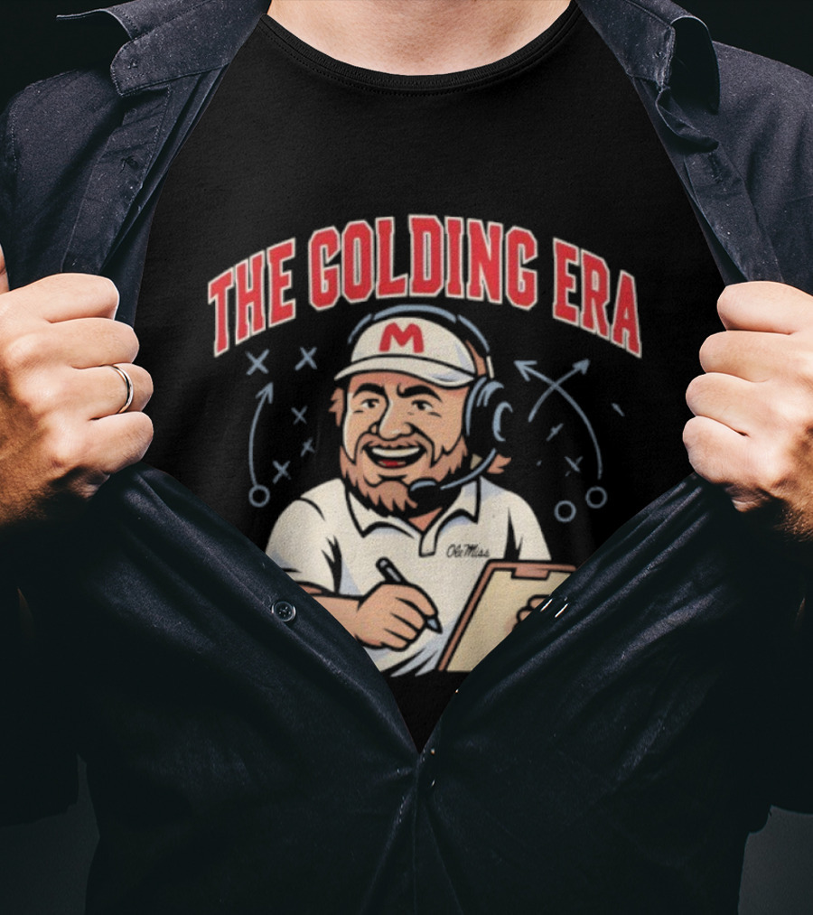 The Golding Era Ole Miss Lane Kiffin Football Coach Clipboard Strategy T-Shirt
