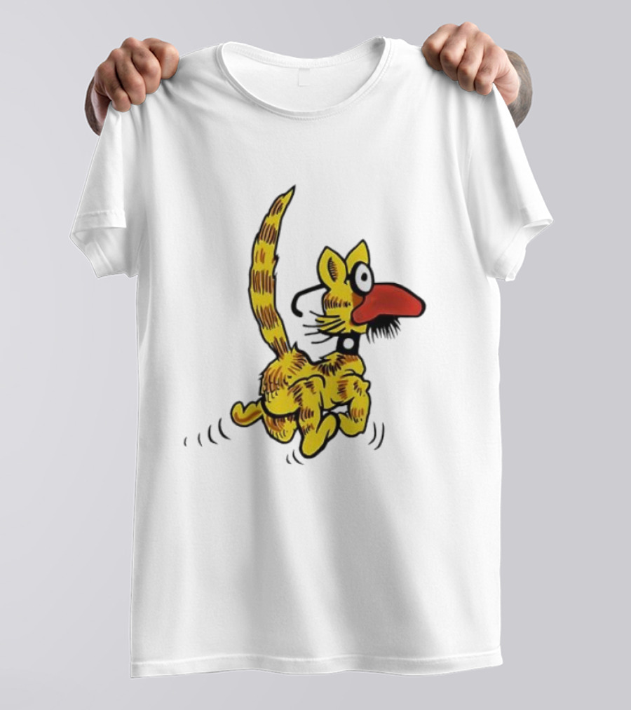 Don Martin Cartoon Yellow Cat With Red Nose Retro Humor Classic Comic Style T-Shirt