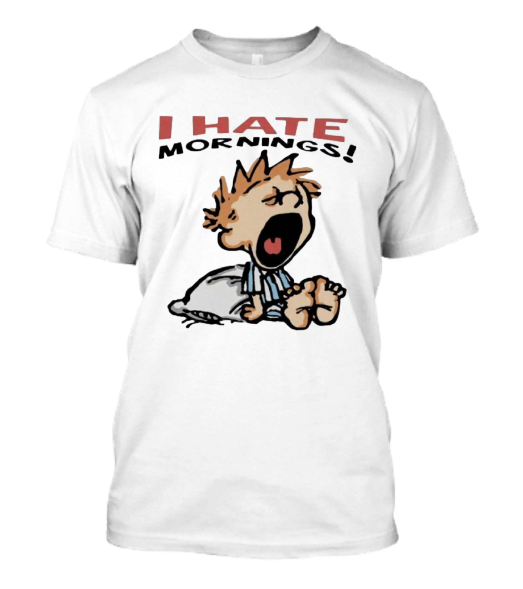 I Hate Mornings Cartoon Vintage Comic Style Pajamas Pillow T-Shirt