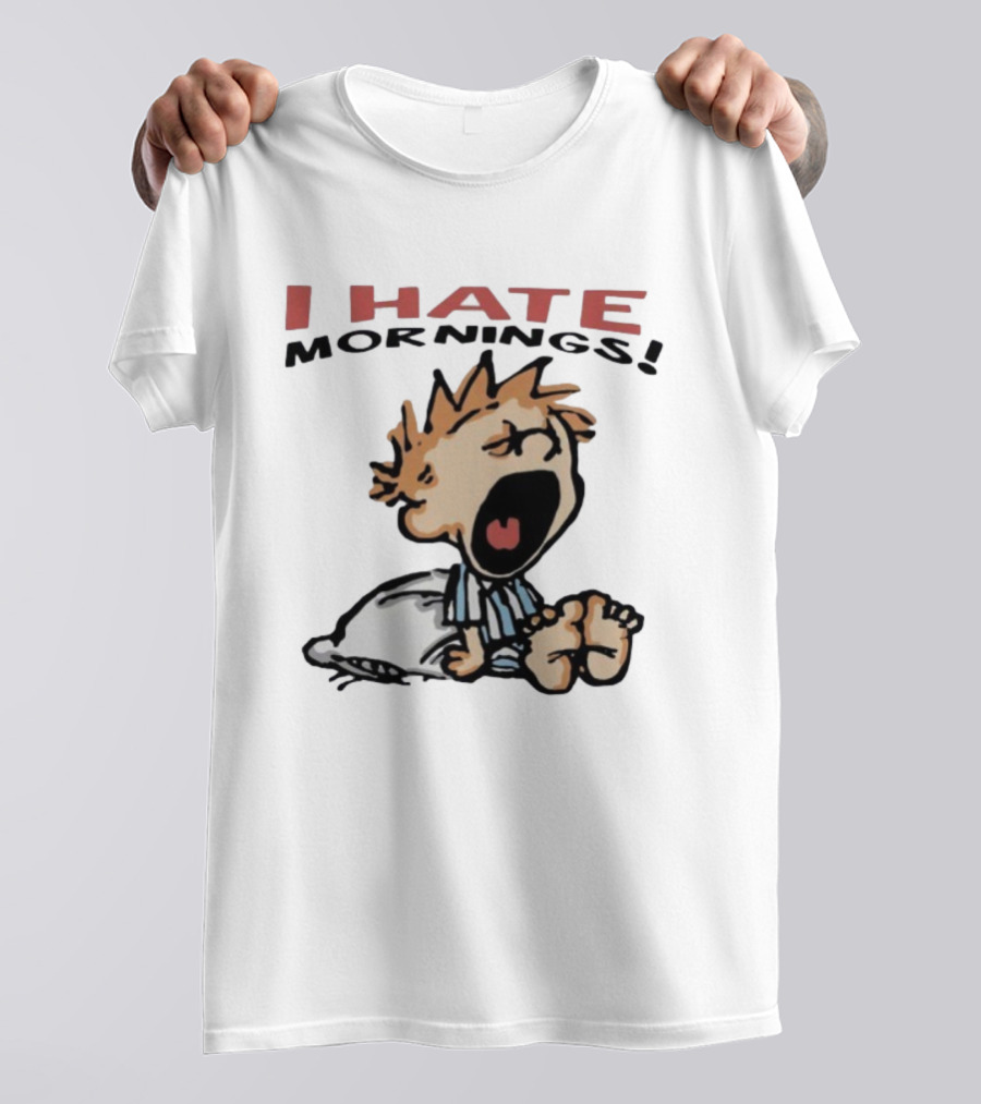 I Hate Mornings Cartoon Vintage Comic Style Pajamas Pillow T-Shirt
