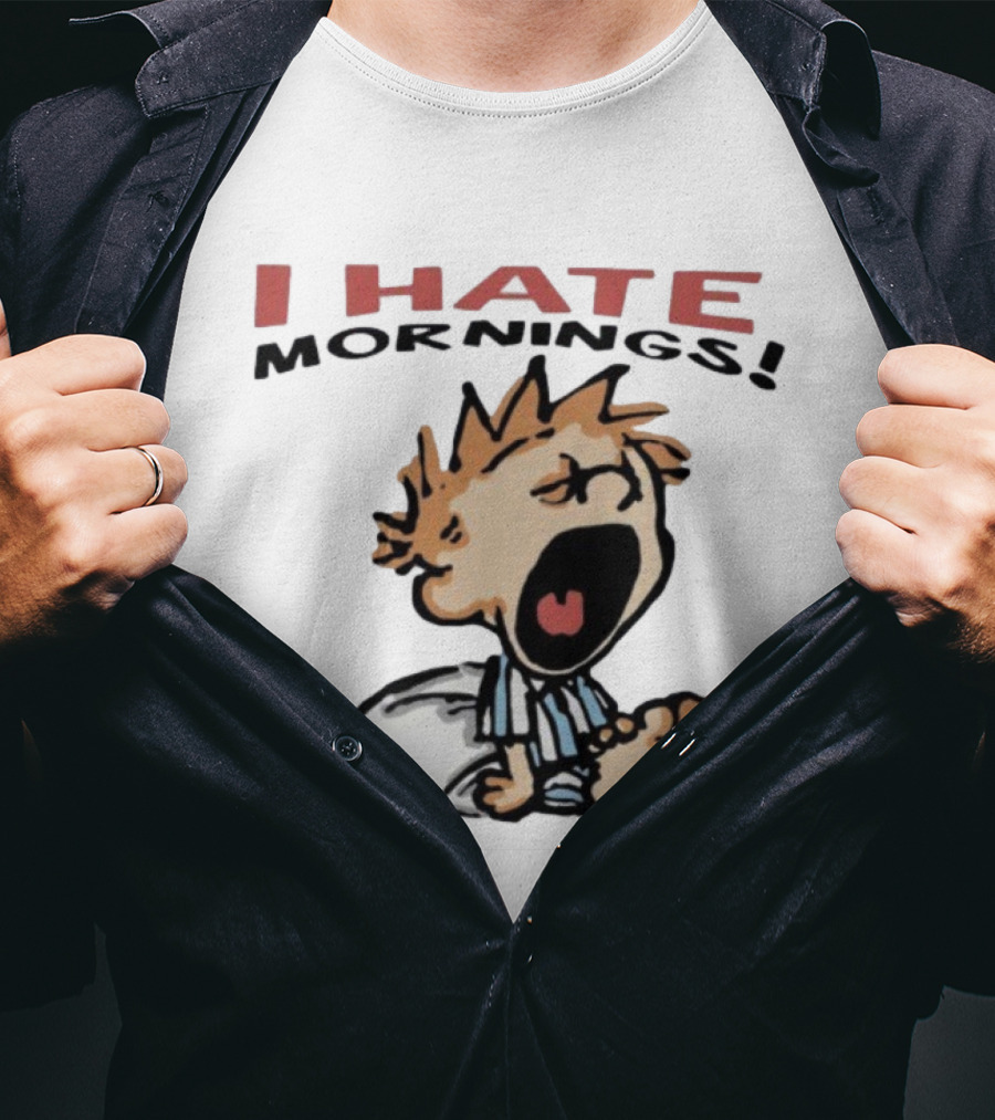 I Hate Mornings Cartoon Vintage Comic Style Pajamas Pillow T-Shirt