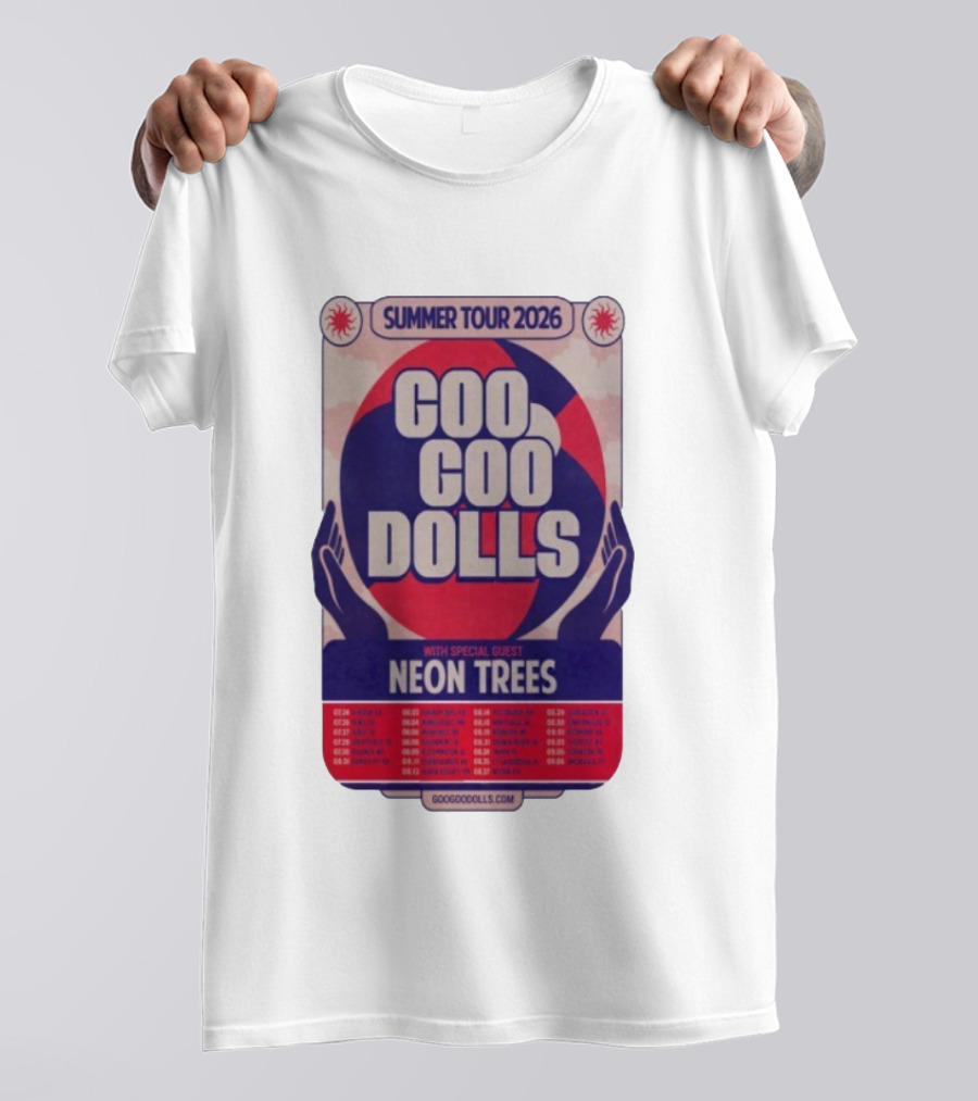 Goo Goo Dolls Summer Tour 2026 With Neon Trees Rare Concert Collectible T-Shirt