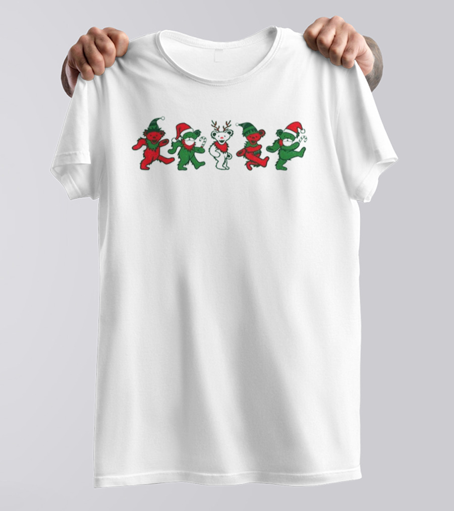 Grateful Dead Dancing Bears Christmas Santa Reindeer Holiday Gildan T-Shirt