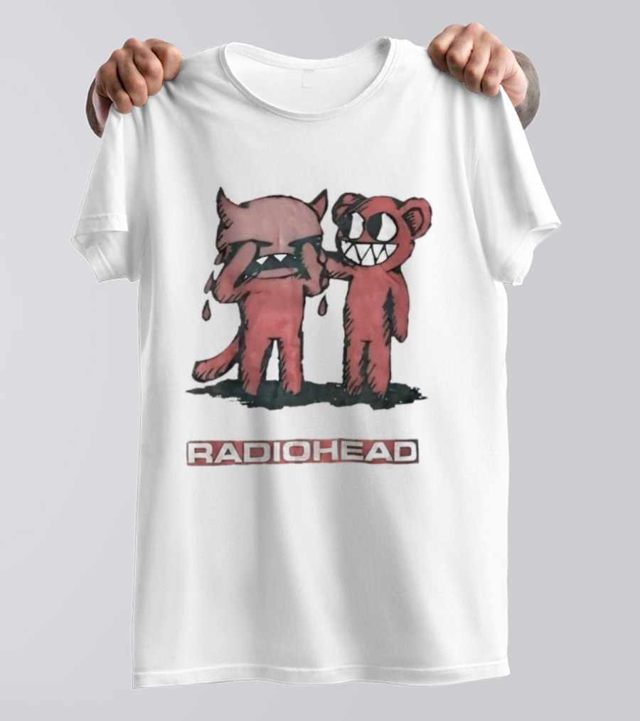 Radiohead Retro 90s Rock Concert Crying Bear Demon Art T-Shirt
